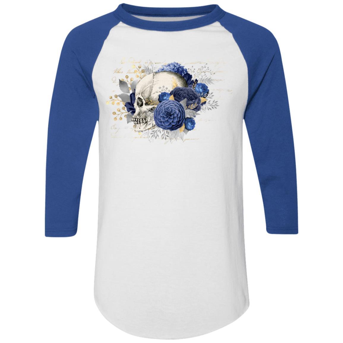 T-Shirts White/Royal / S Winey Bitches Co Skull Design #5 Colorblock Raglan Jersey WineyBitchesCo