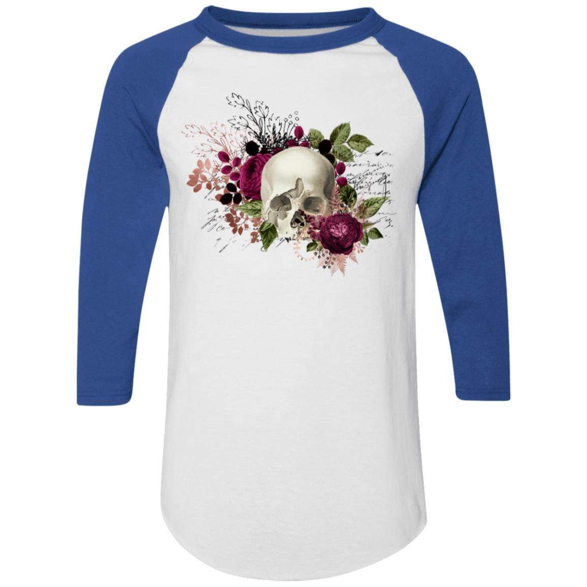 T-Shirts White/Royal / S Winey Bitches Co Skull Design #6 Colorblock Raglan Jersey WineyBitchesCo