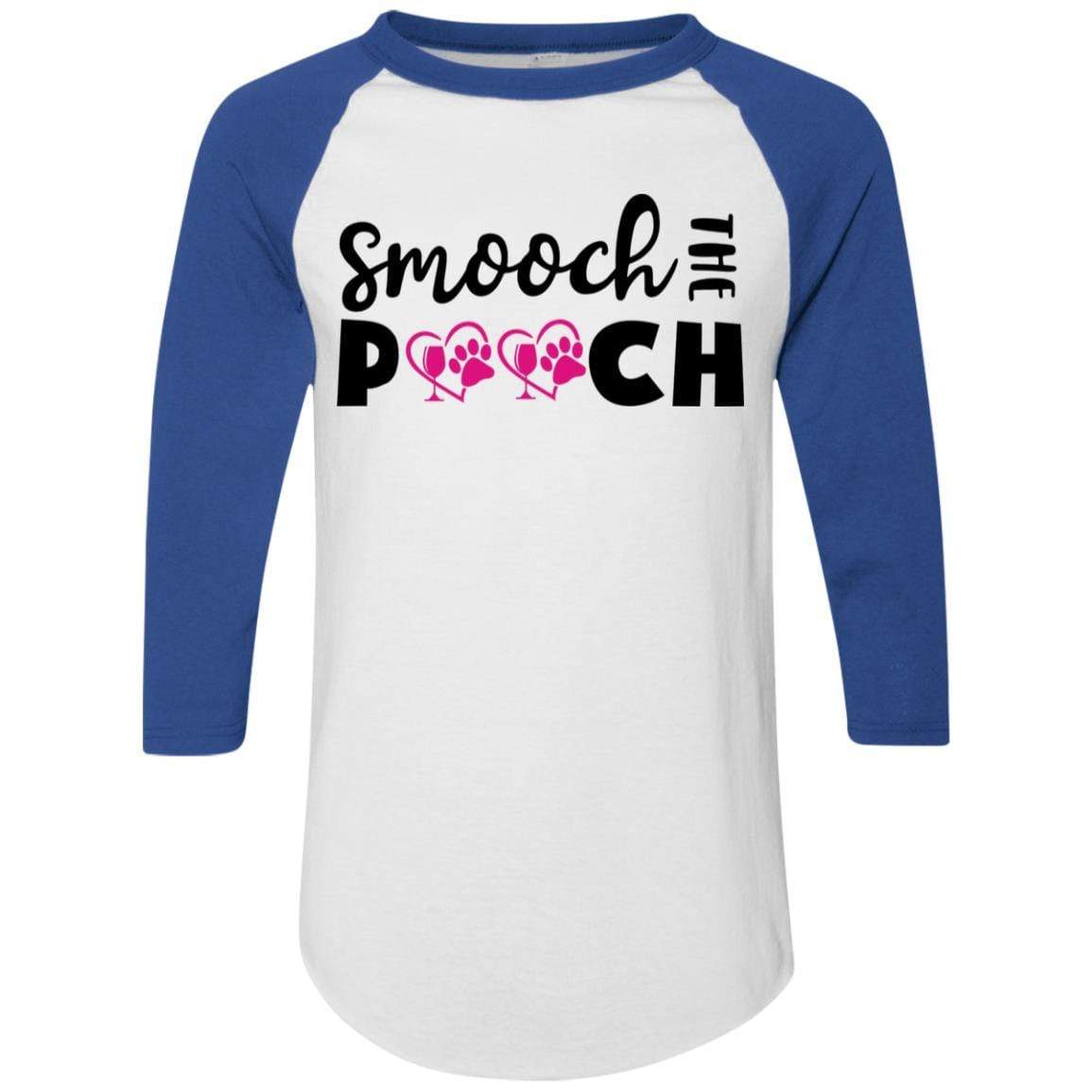T-Shirts White/Royal / S Winey Bitches Co "Smooch The Pooch" Colorblock Raglan Jersey WineyBitchesCo