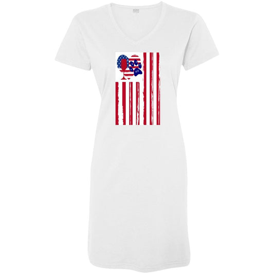 T-Shirts White / S/M WineyBitches.Co American Flag Wine Paw Heart Ladies' V-Neck Fine Jersey Beach Pool Cover-Up WineyBitchesCo
