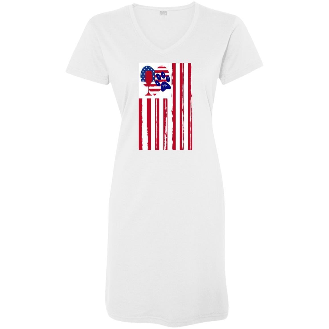 T-Shirts White / S/M WineyBitches.Co American Flag Wine Paw Heart Ladies' V-Neck Fine Jersey Beach Pool Cover-Up WineyBitchesCo