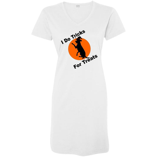 T-Shirts White / S/M WineyBitches.Co "I Do Tricks For Treats" Dog-Ladies' V-Neck Fine Jersey Cover-Up WineyBitchesCo