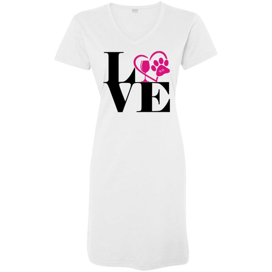 T-Shirts White / S/M WineyBitches.Co "Love Paw 2" Ladies' V-Neck Fine Jersey Cover-Up WineyBitchesCo