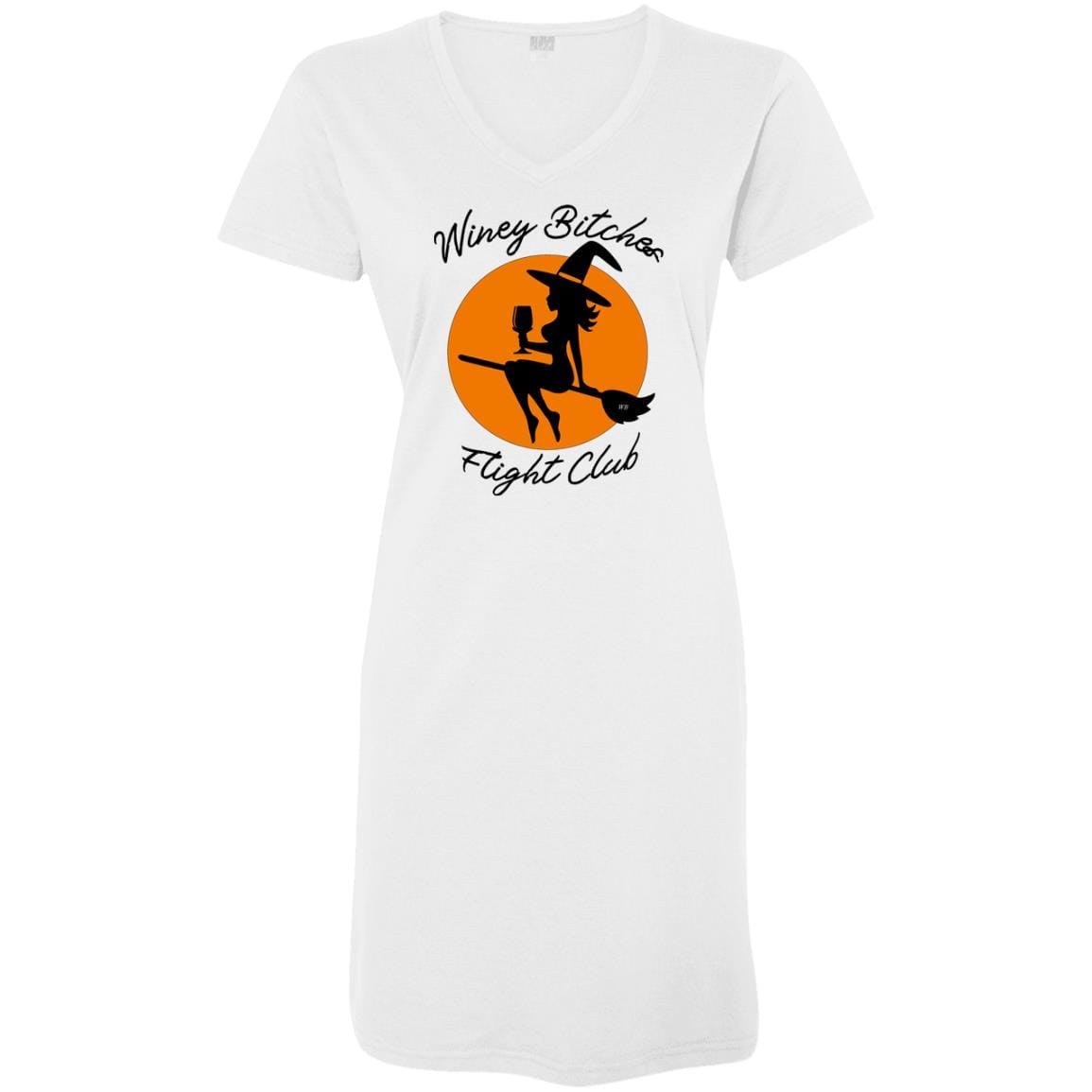 T-Shirts White / S/M WineyBitches.Co "Winey Bitches Flight Club" Ladies' V-Neck Fine Jersey Cover-Up WineyBitchesCo