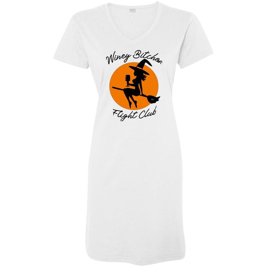 T-Shirts White / S/M WineyBitches.Co "Winey Bitches Flight Club" Ladies' V-Neck Fine Jersey Cover-Up WineyBitchesCo