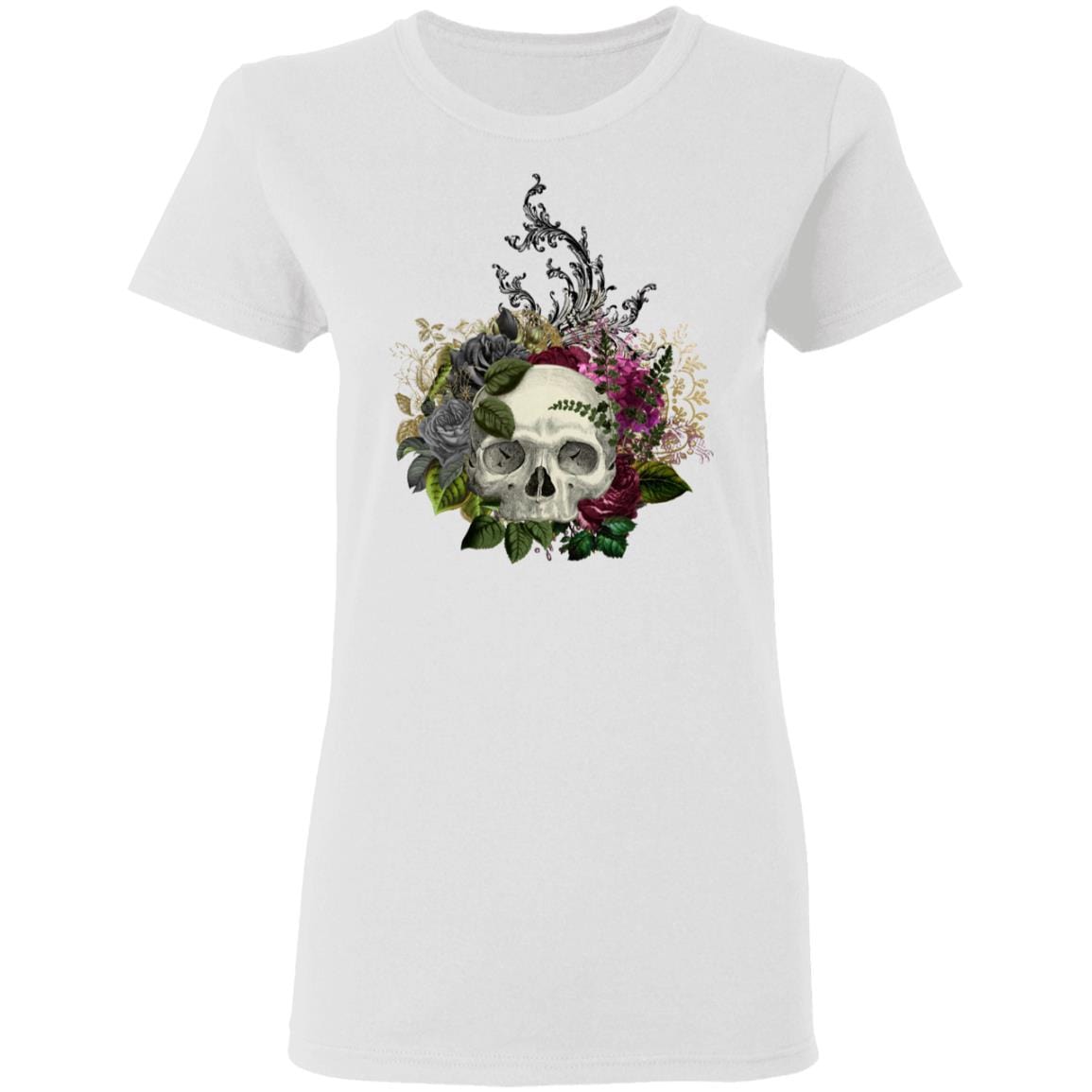 T-Shirts White / S Winey Bitches Co Skull Design #1 Ladies' 5.3 oz. T-Shirt WineyBitchesCo