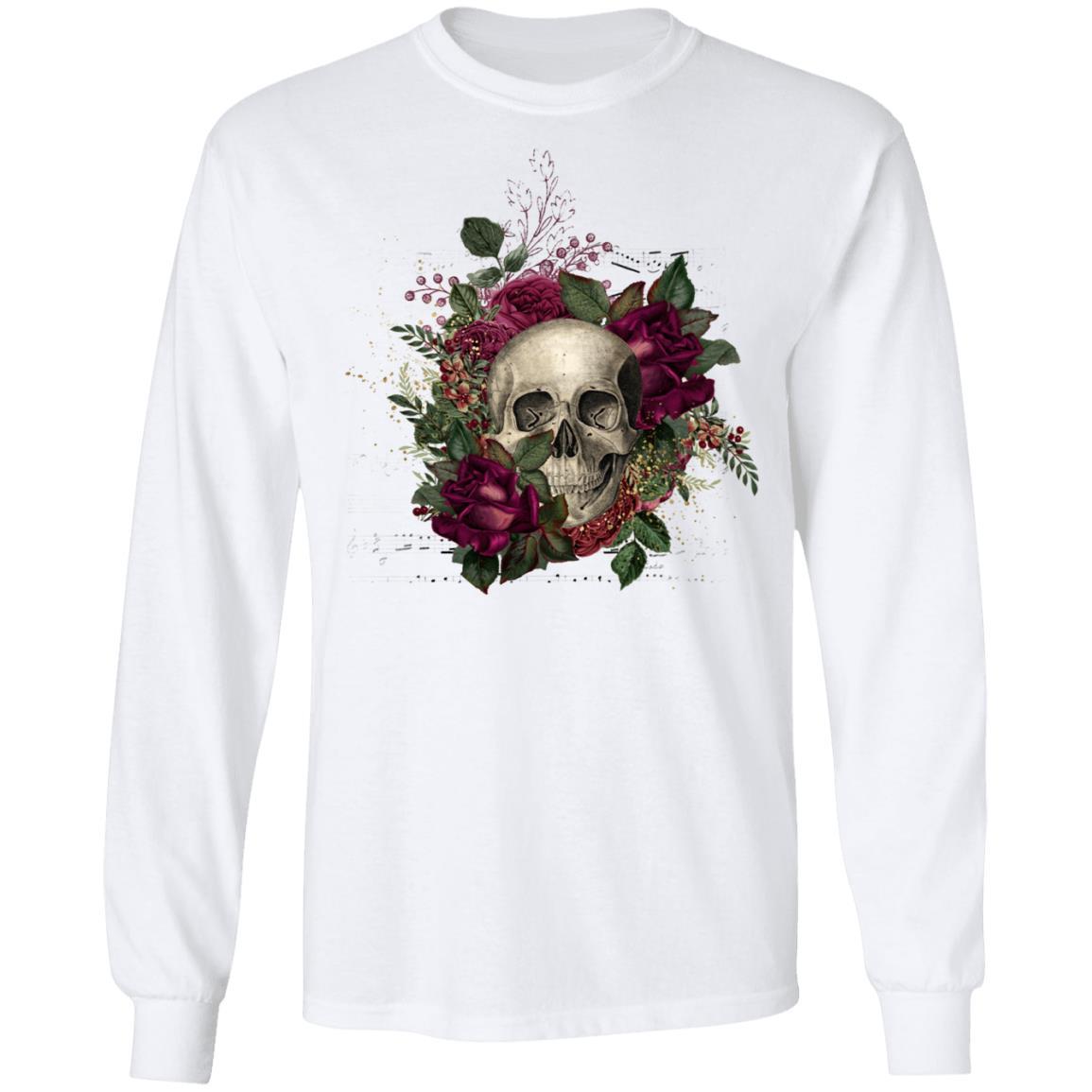 T-Shirts White / S Winey Bitches Co Skull Design #2 LS Ultra Cotton T-Shirt WineyBitchesCo