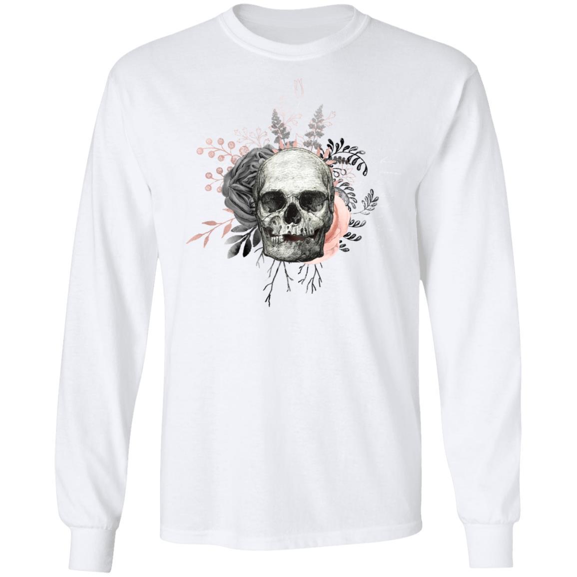 T-Shirts White / S Winey Bitches Co Skull Design #4 LS Ultra Cotton T-Shirt WineyBitchesCo