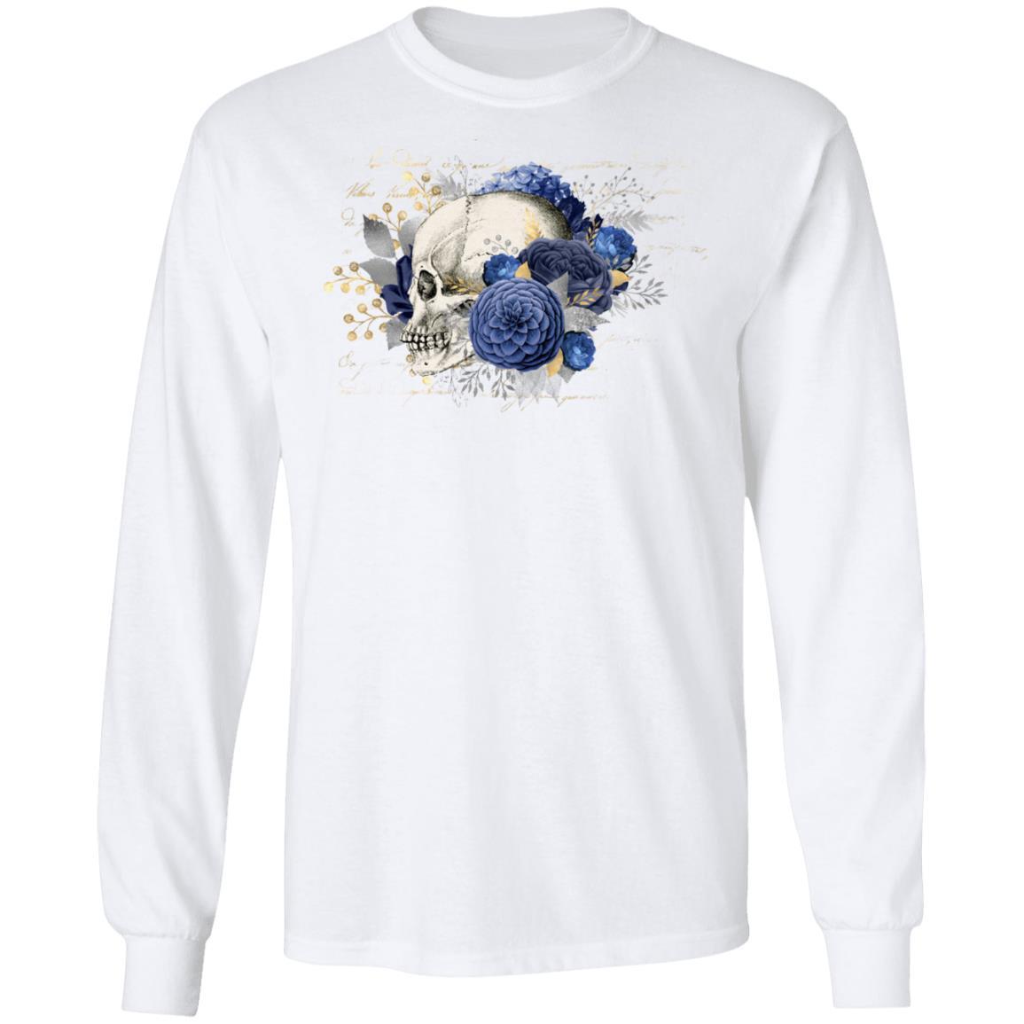 T-Shirts White / S Winey Bitches Co Skull Design #5 LS Ultra Cotton T-Shirt WineyBitchesCo