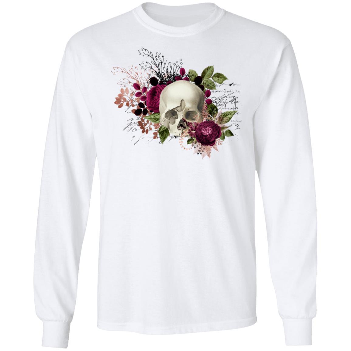 T-Shirts White / S Winey Bitches Co Skull Design #6 LS Ultra Cotton T-Shirt WineyBitchesCo