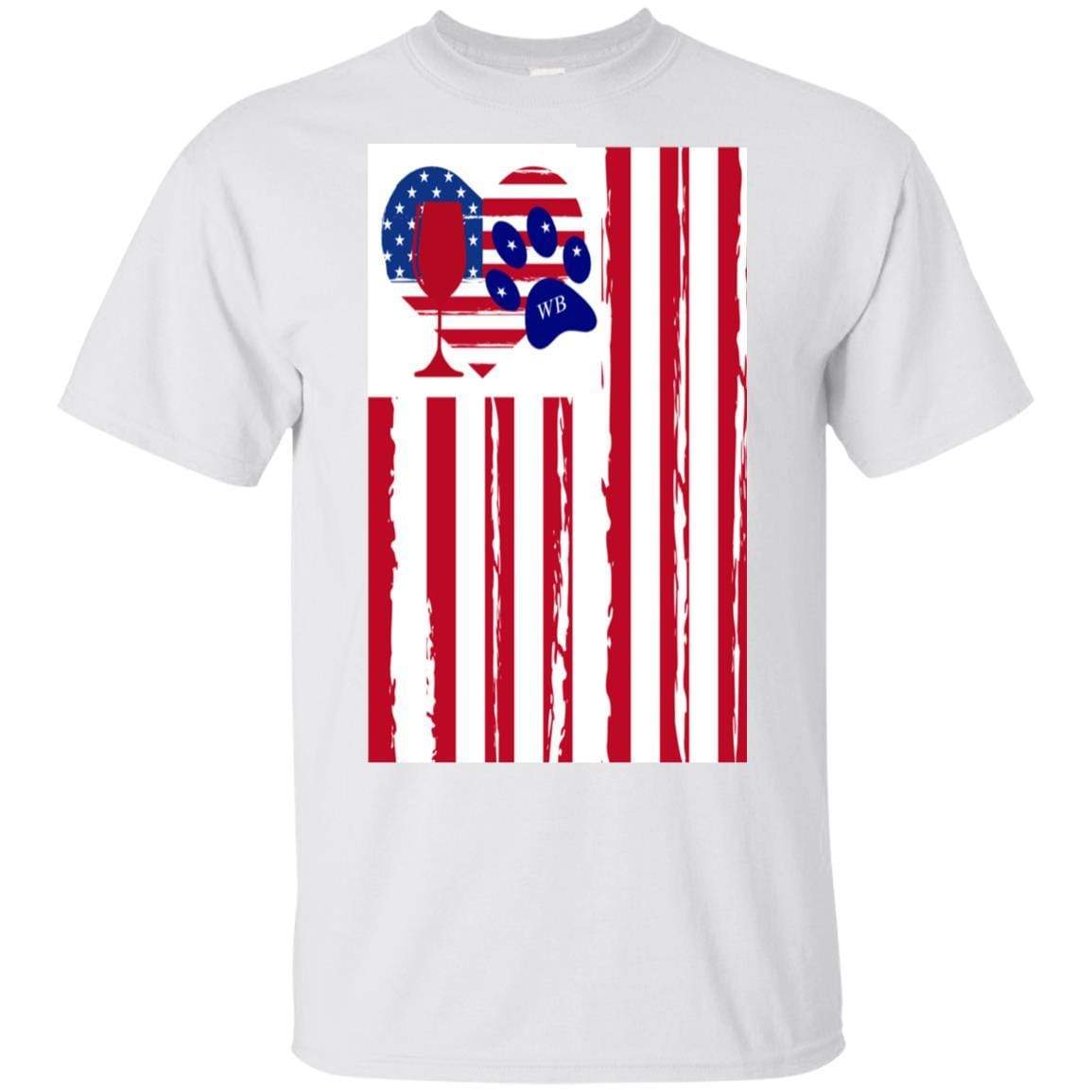 T-Shirts White / S WineyBitches.Co American Flag Wine Paw Heart Ultra Cotton T-Shirt WineyBitchesCo