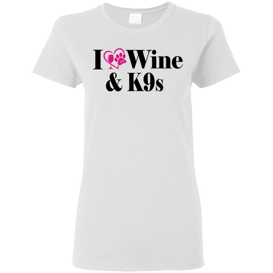 T-Shirts White / S WineyBitches.Co "I Love Wine and K9s" Ladies' 5.3 oz. T-Shirt WineyBitchesCo