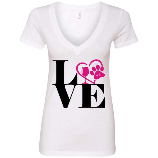 T-Shirts White / S WineyBitches.Co "Love Paw 2" Ladies' Deep V-Neck T-Shirt WineyBitchesCo