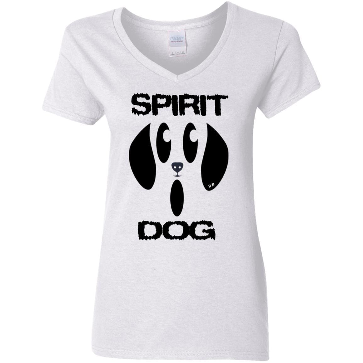 T-Shirts White / S WineyBitches.Co "Spirit Dog" Halloween Ladies' 5.3 oz. V-Neck T-Shirt WineyBitchesCo