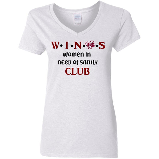 T-Shirts White / S WineyBitches.Co WINOS Club Ladies' 5.3 oz. V-Neck T-Shirt (Burg Lettering) WineyBitchesCo