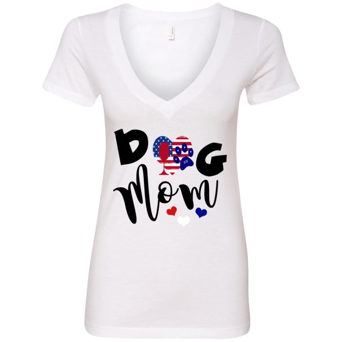 T-Shirts White / S WineyBitches.Col Dog Mom Ladies' Deep V-Neck T-Shirt WineyBitchesCo