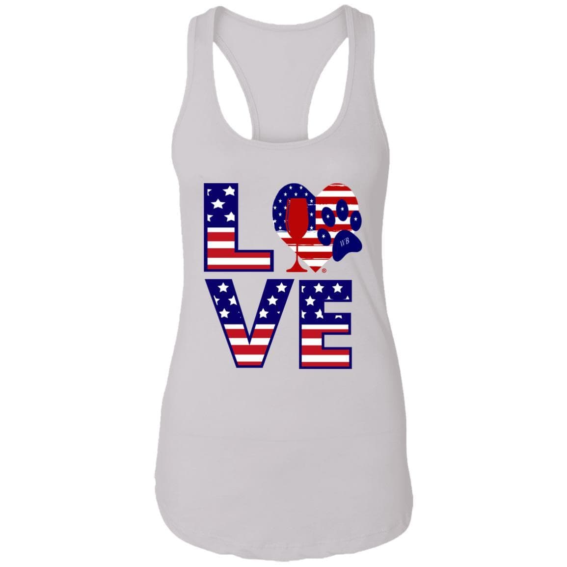 T-Shirts White / X-Small Winey Bitches Co "American Love Paw"  Ladies Ideal Racerback Tank WineyBitchesCo