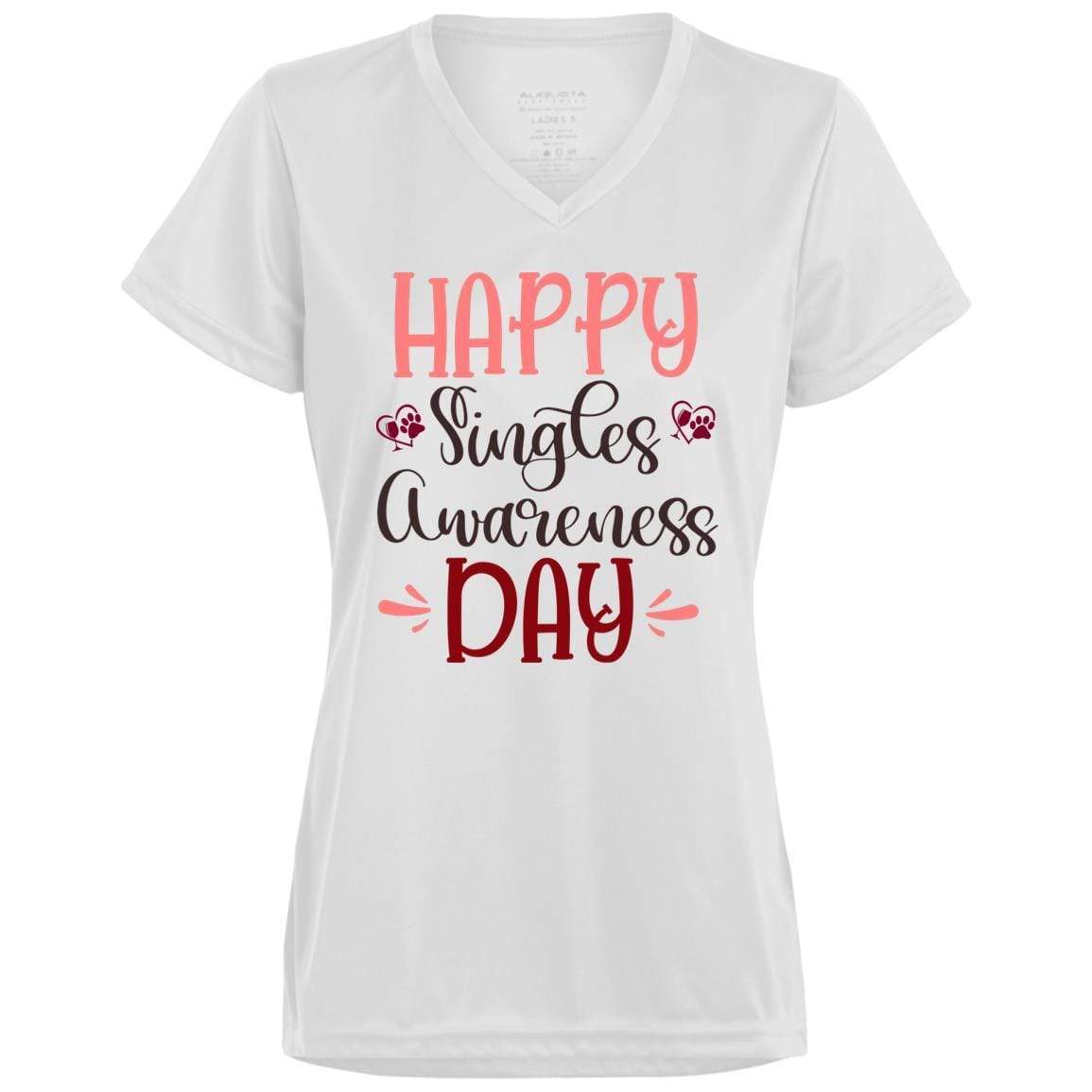 T-Shirts White / X-Small Winey Bitches Co "Happy Single Awareness Day" Ladies' Wicking T-Shirt WineyBitchesCo
