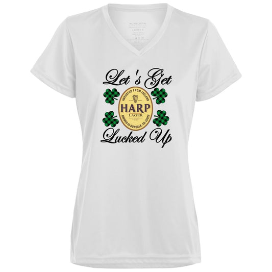T-Shirts White / X-Small Winey Bitches Co "Let's Get Lucked Up" Harp Ladies' Wicking T-Shirt WineyBitchesCo