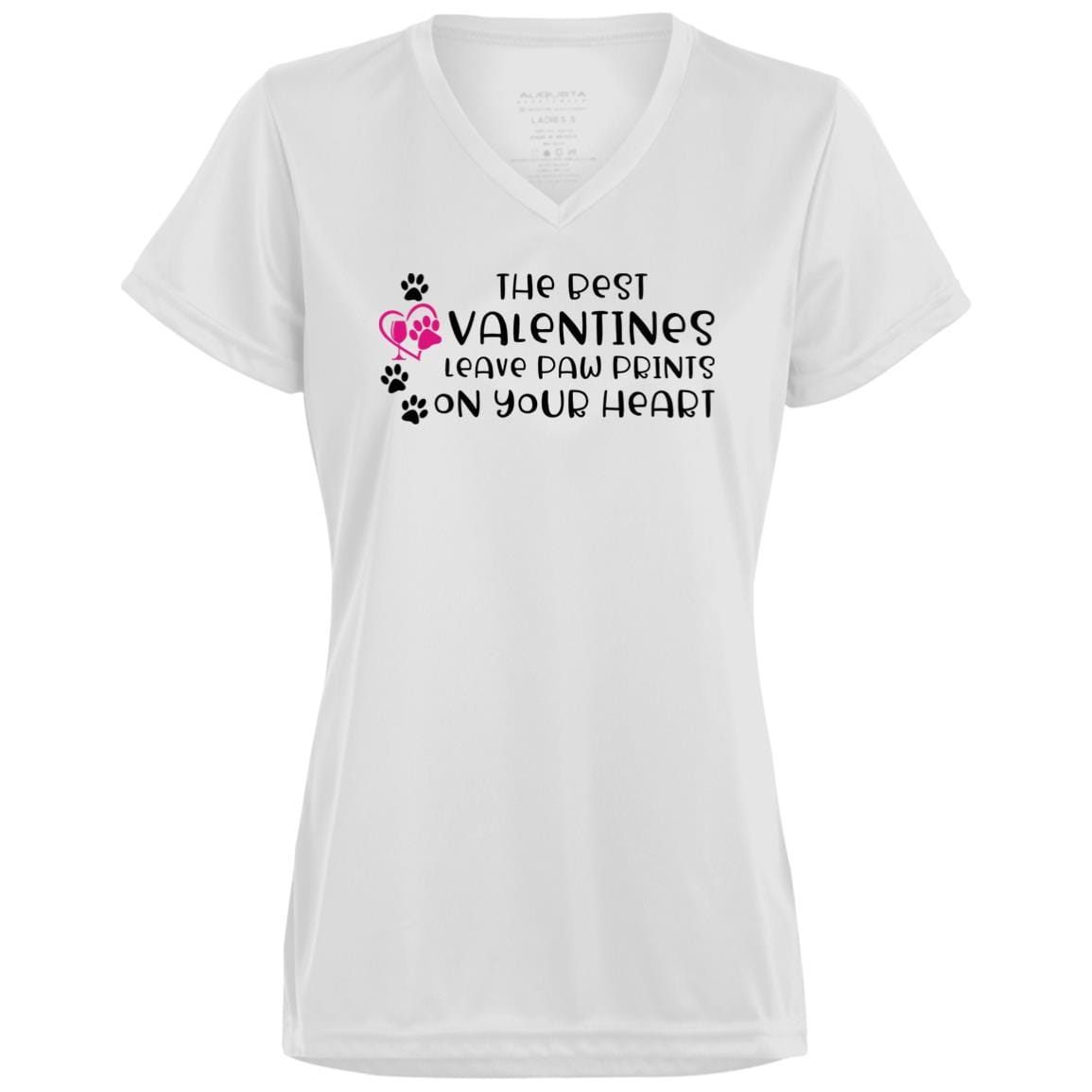 T-Shirts White / X-Small Winey Bitches Co "The Best Valentines Leave Paw Prints On Your Heart" Ladies' Wicking T-Shirt WineyBitchesCo
