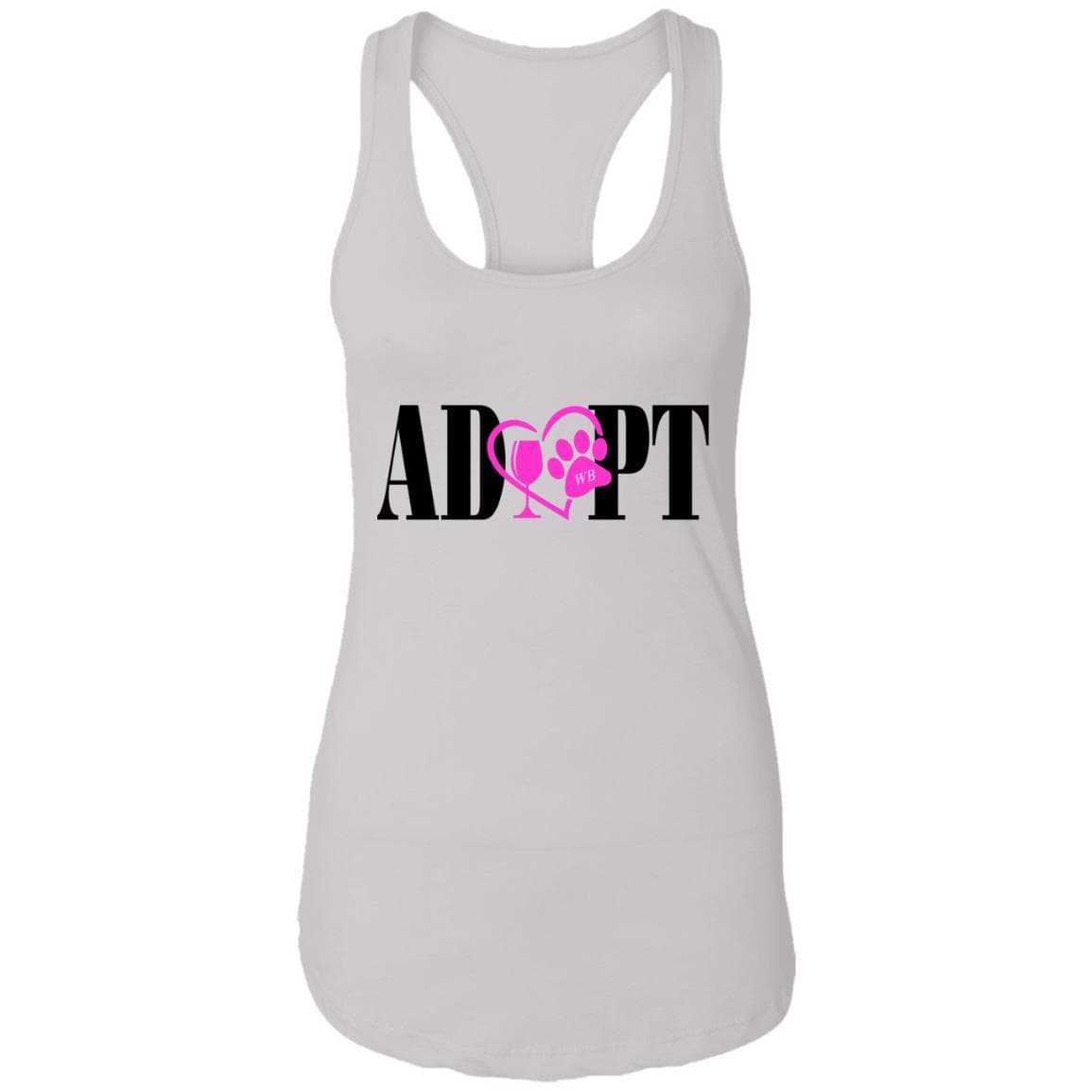 T-Shirts White / X-Small WineyBitches.Co “Adopt” Ladies Ideal Racerback Tank- Pink Heart- Blk Lettering WineyBitchesCo