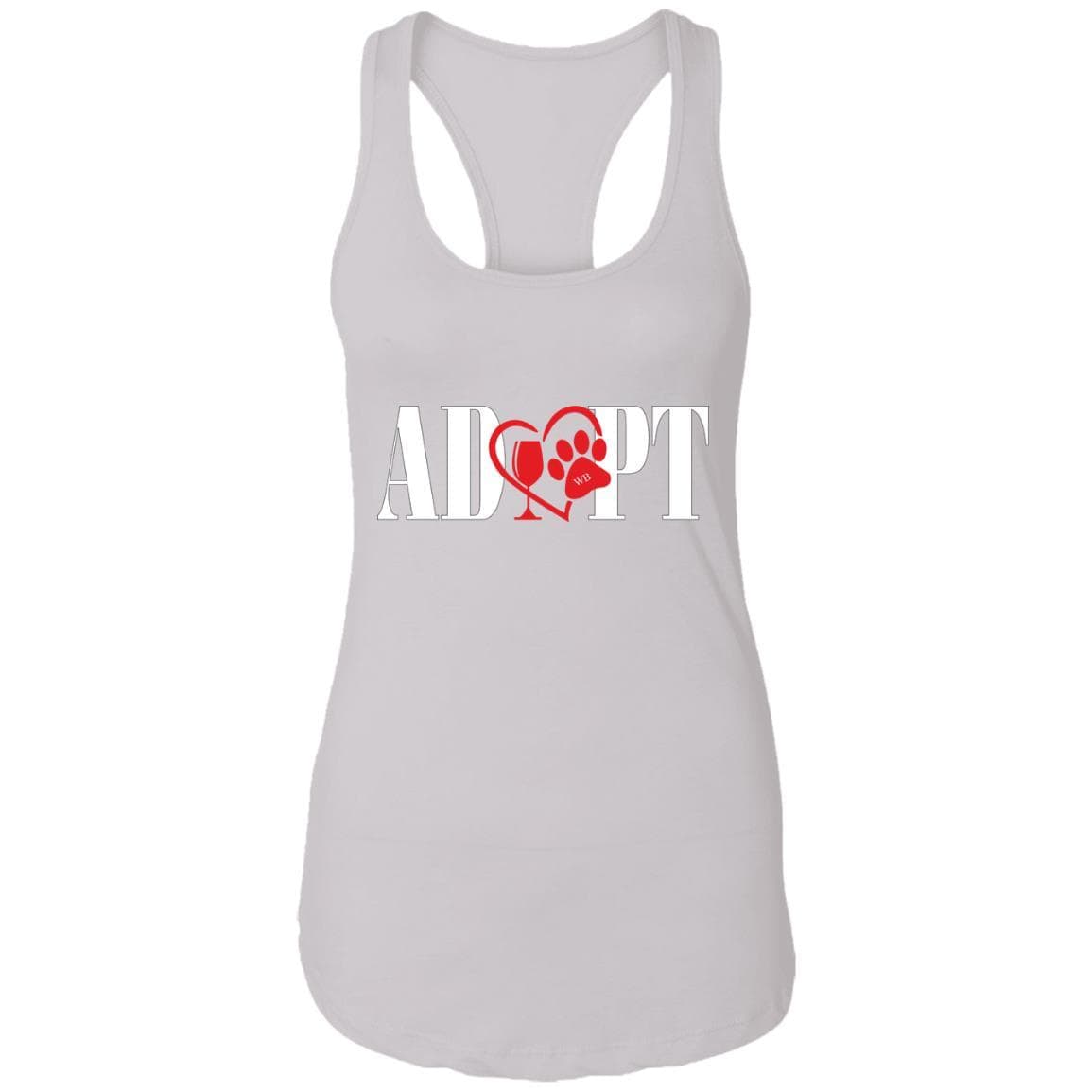 T-Shirts White / X-Small WineyBitches.Co “Adopt” Ladies Ideal Racerback Tank-Red Heart - Wht Lettering WineyBitchesCo