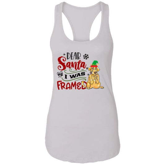 T-Shirts White / X-Small WineyBitches.Co "Dear Santa I Was Framed" Ladies Ideal Racerback Tank WineyBitchesCo