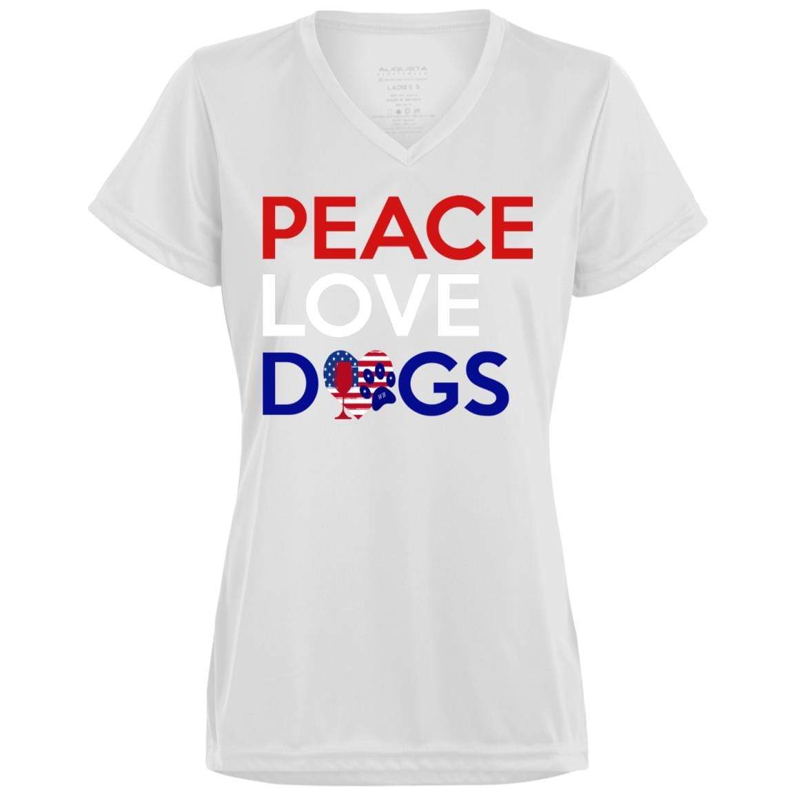 T-Shirts White / X-Small WineyBitches.Co Peace Love Dogs Ladies' Wicking T-Shirt WineyBitchesCo