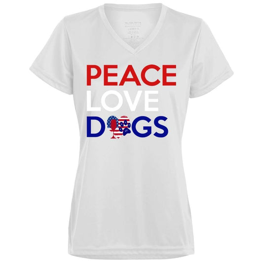 T-Shirts White / X-Small WineyBitches.Co Peace Love Dogs Ladies' Wicking T-Shirt WineyBitchesCo