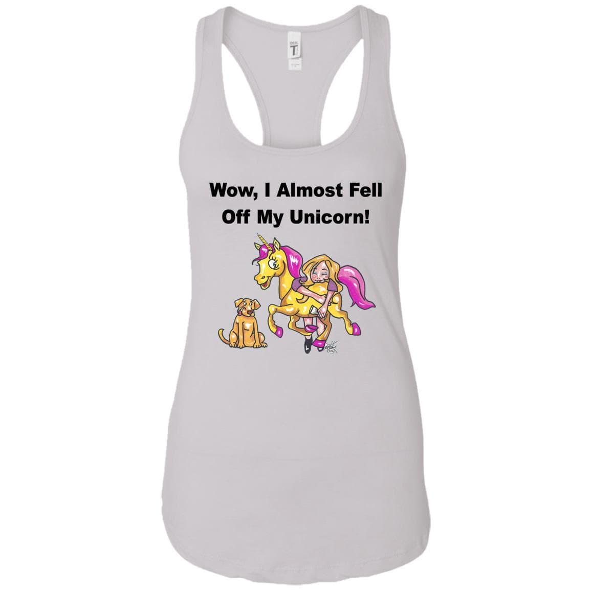 T-Shirts White / X-Small WineyBitches.co "Wow, I Almost Fell Off My Unicorn" Ladies Ideal Racerback Tank- BLK Lettering WineyBitchesCo