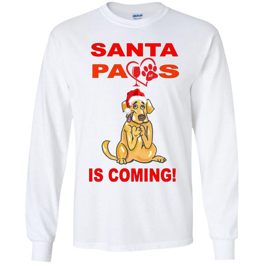 T-Shirts White / YS WineyBitches.co Santa Paws Is Coming Youth LS T-Shirt WineyBitchesCo