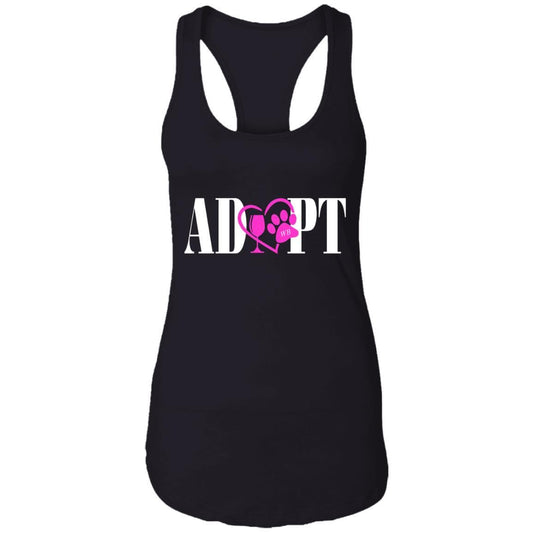 Tank Top Black / X-Small WineyBitches.Co “Adopt” Ladies Ideal Racerback Tank-Pink Heart-Wht Lettering WineyBitchesCo