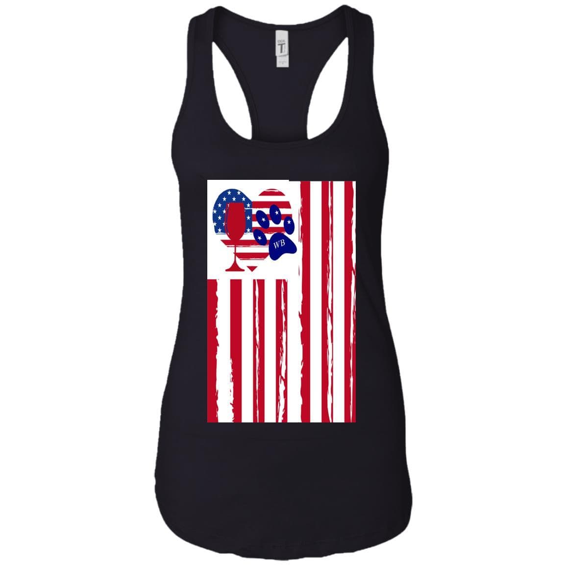 Tank Top Black / X-Small WineyBitches.Co American Flag Wine Paw Heart Ladies Ideal Racerback Tank WineyBitchesCo