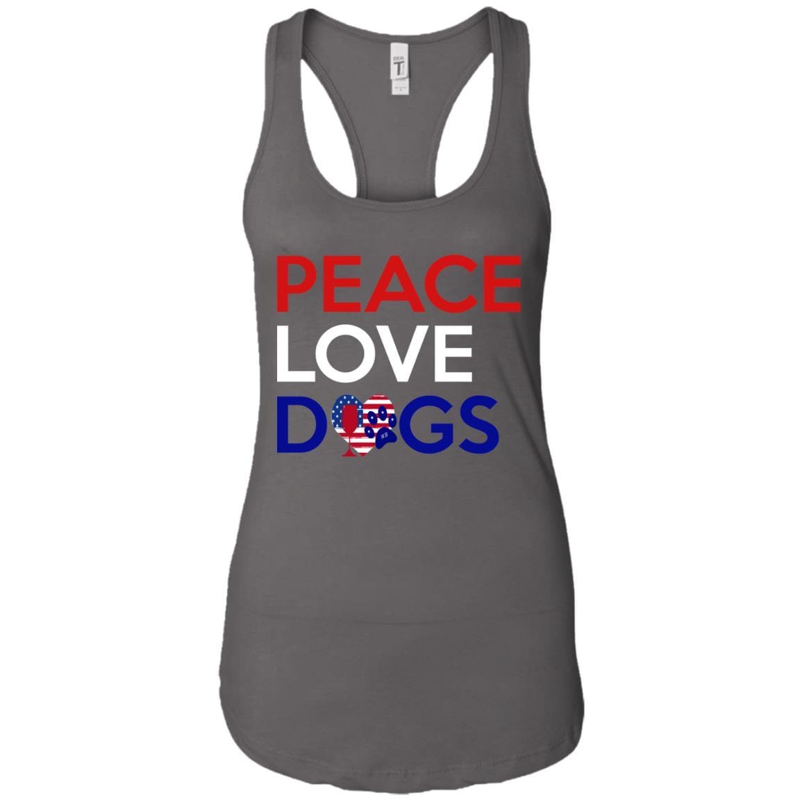 Tank Top Dark Grey / X-Small WineyBitches.Co Peace Love Dogs Ladies Ideal Racerback Tank WineyBitchesCo