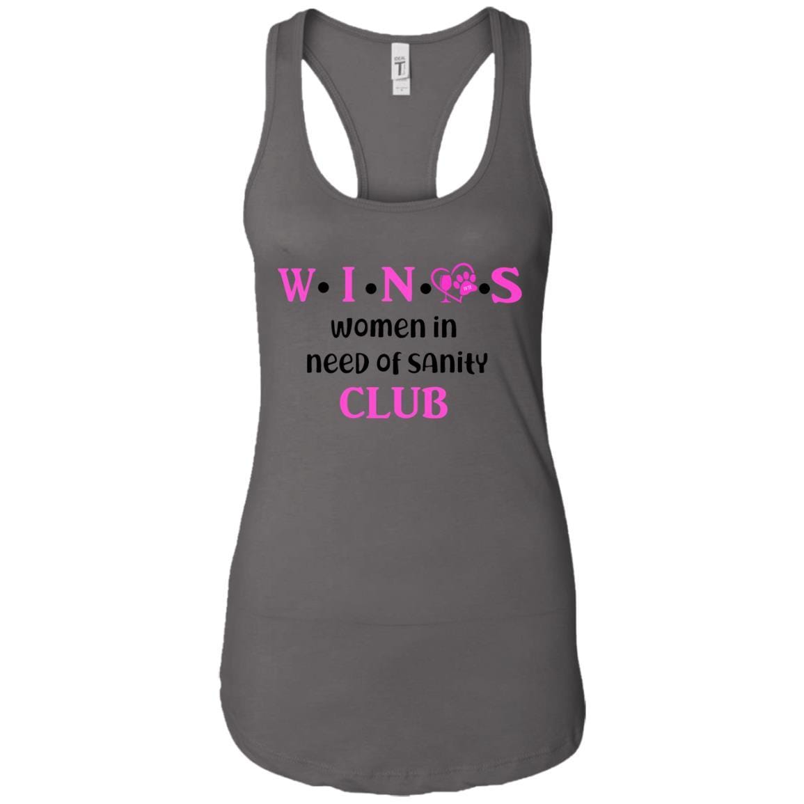 Tank Top Dark Grey / X-Small WineyBitches.Co WINOS Club Ladies Ideal Racerback Tank Top (Pink Lettering) WineyBitchesCo