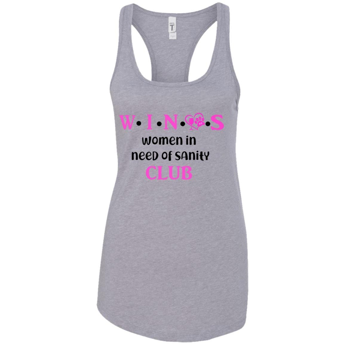 Tank Top Heather Grey / X-Small WineyBitches.Co WINOS Club Ladies Ideal Racerback Tank Top (Pink Lettering) WineyBitchesCo