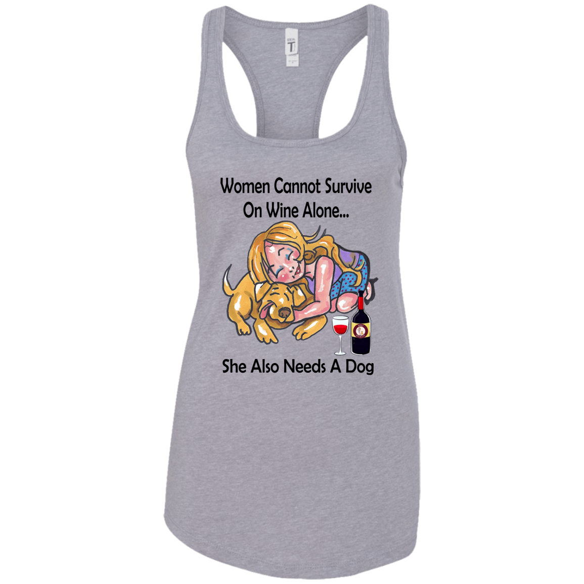 Tank Top Heather Grey / X-Small WineyBitches.co "Women Cannot Survive On Wine Alone..." Blk Lettering- Racerback Tank WineyBitchesCo