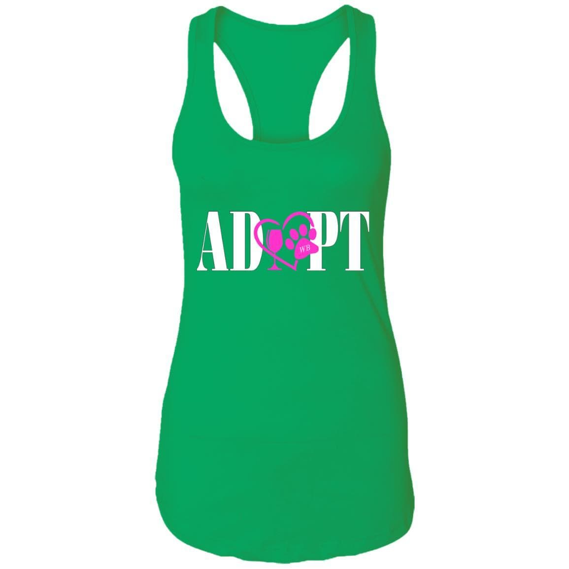 Tank Top Kelly Green / X-Small WineyBitches.Co “Adopt” Ladies Ideal Racerback Tank-Pink Heart-Wht Lettering WineyBitchesCo