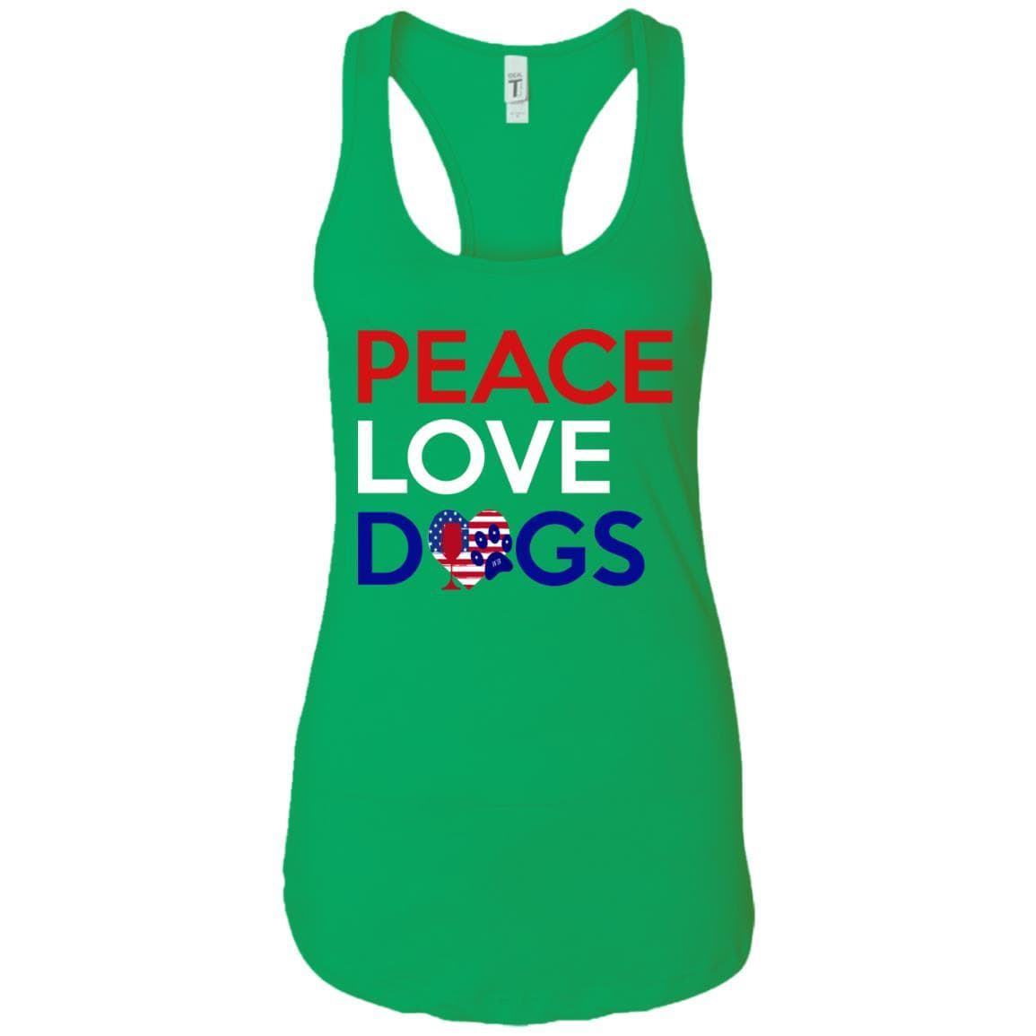 Tank Top Kelly Green / X-Small WineyBitches.Co Peace Love Dogs Ladies Ideal Racerback Tank WineyBitchesCo