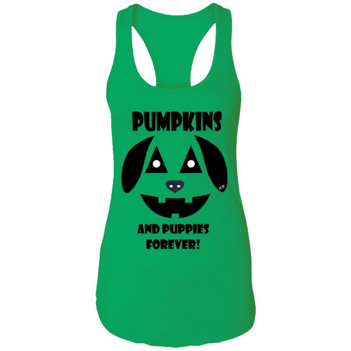 Tank Top Kelly Green / X-Small WineyBitches.Co "Pumpkins And Puppies Forever" Halloween Ladies Ideal Racerback Tank WineyBitchesCo