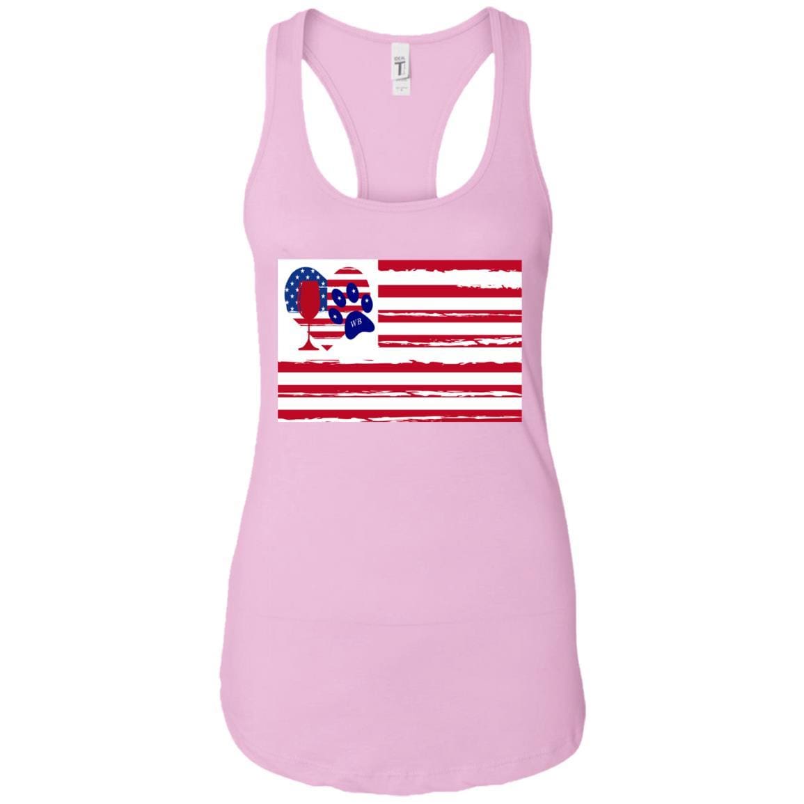 Tank Top Lilac / X-Small WineyBitches.Co American Flag Wine Paw Heart (Horz) Ladies Ideal Racerback Tank WineyBitchesCo