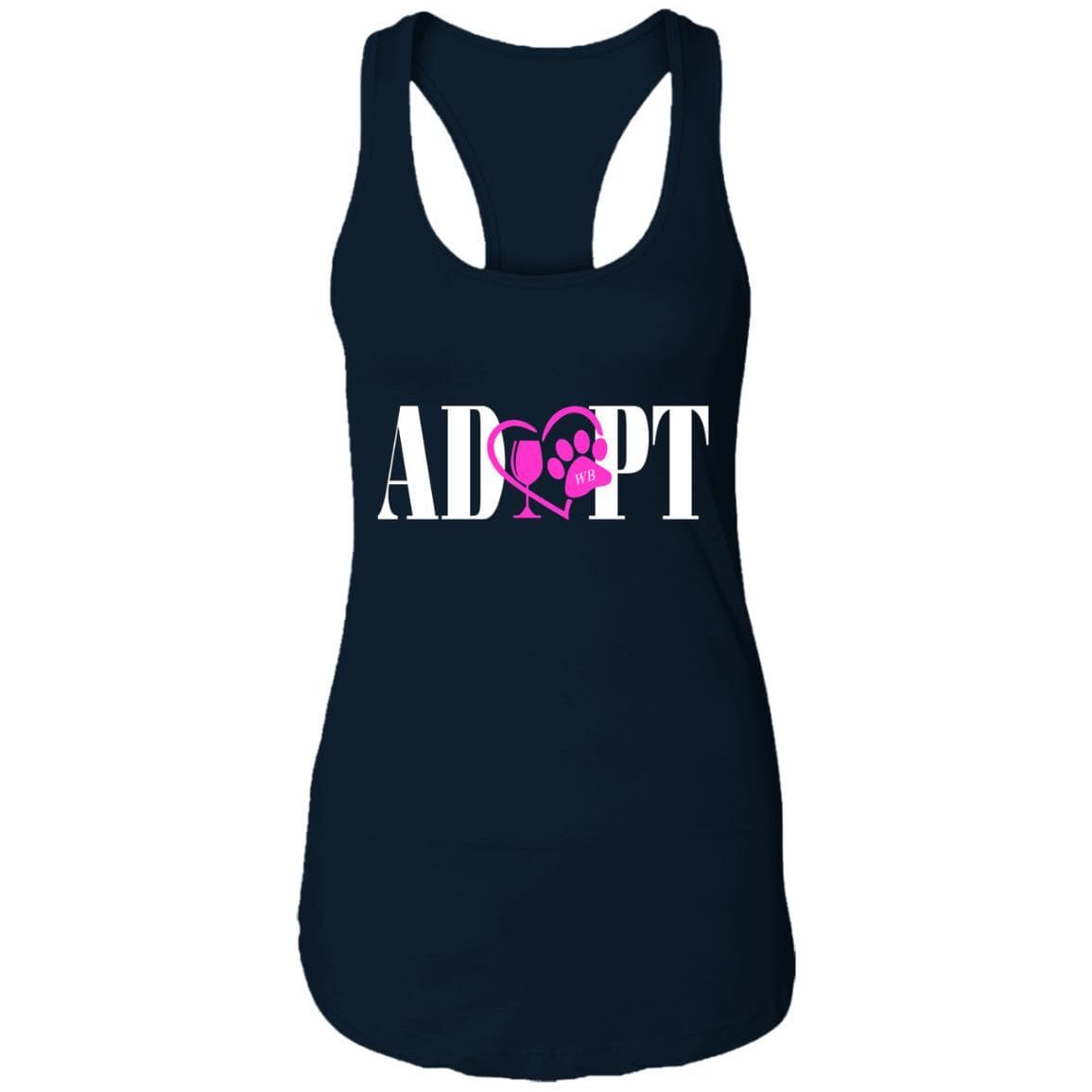 Tank Top Midnight Navy / X-Small WineyBitches.Co “Adopt” Ladies Ideal Racerback Tank-Pink Heart-Wht Lettering WineyBitchesCo