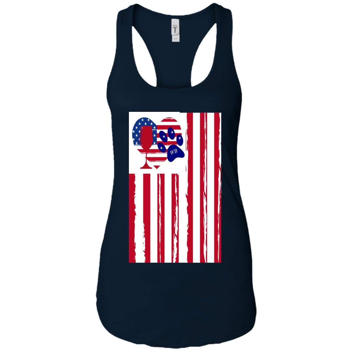 Tank Top Midnight Navy / X-Small WineyBitches.Co American Flag Wine Paw Heart Ladies Ideal Racerback Tank WineyBitchesCo