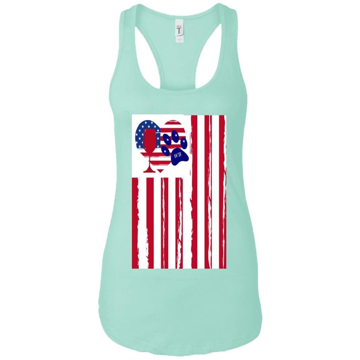 Tank Top Mint / X-Small WineyBitches.Co American Flag Wine Paw Heart Ladies Ideal Racerback Tank WineyBitchesCo