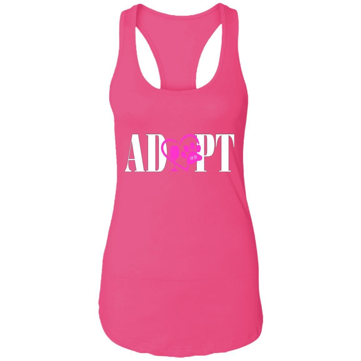 Tank Top Raspberry / X-Small WineyBitches.Co “Adopt” Ladies Ideal Racerback Tank-Pink Heart-Wht Lettering WineyBitchesCo