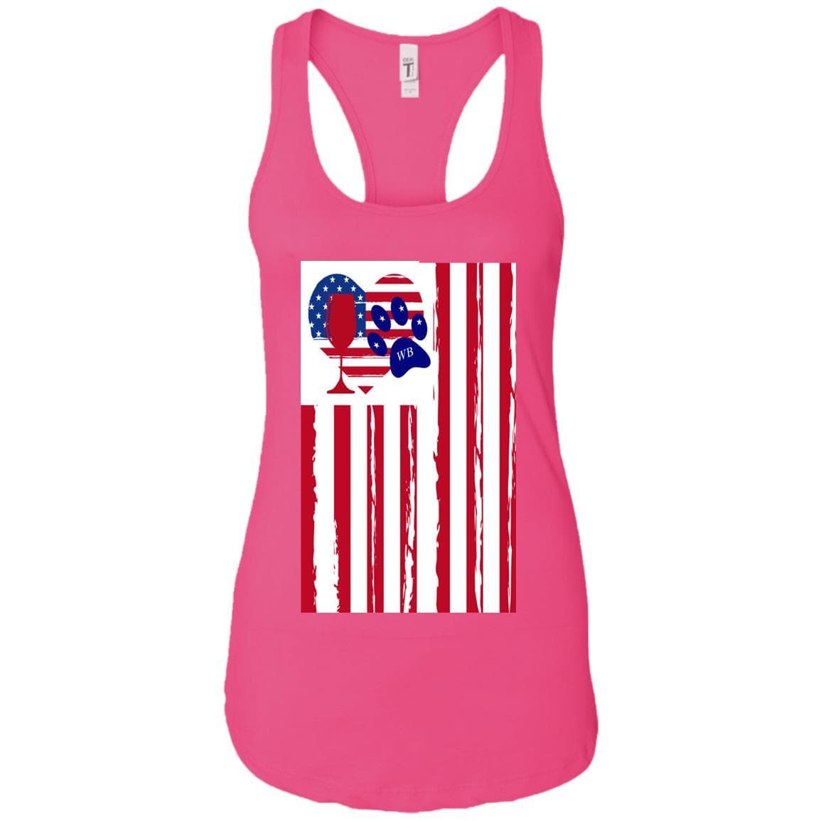 Tank Top Raspberry / X-Small WineyBitches.Co American Flag Wine Paw Heart Ladies Ideal Racerback Tank WineyBitchesCo