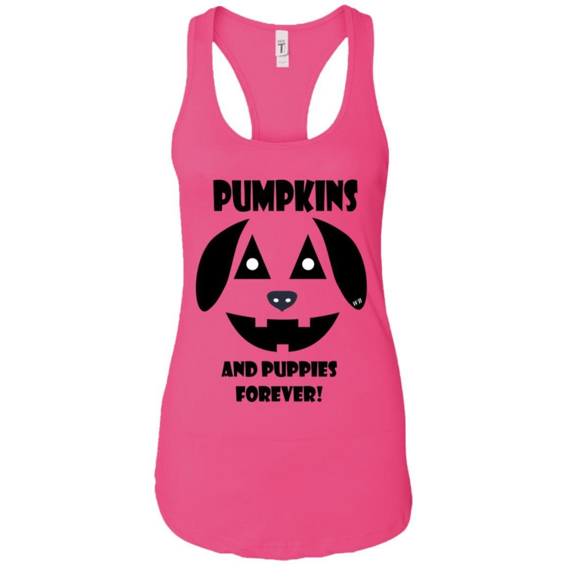 Tank Top Raspberry / X-Small WineyBitches.Co "Pumpkins And Puppies Forever" Halloween Ladies Ideal Racerback Tank WineyBitchesCo