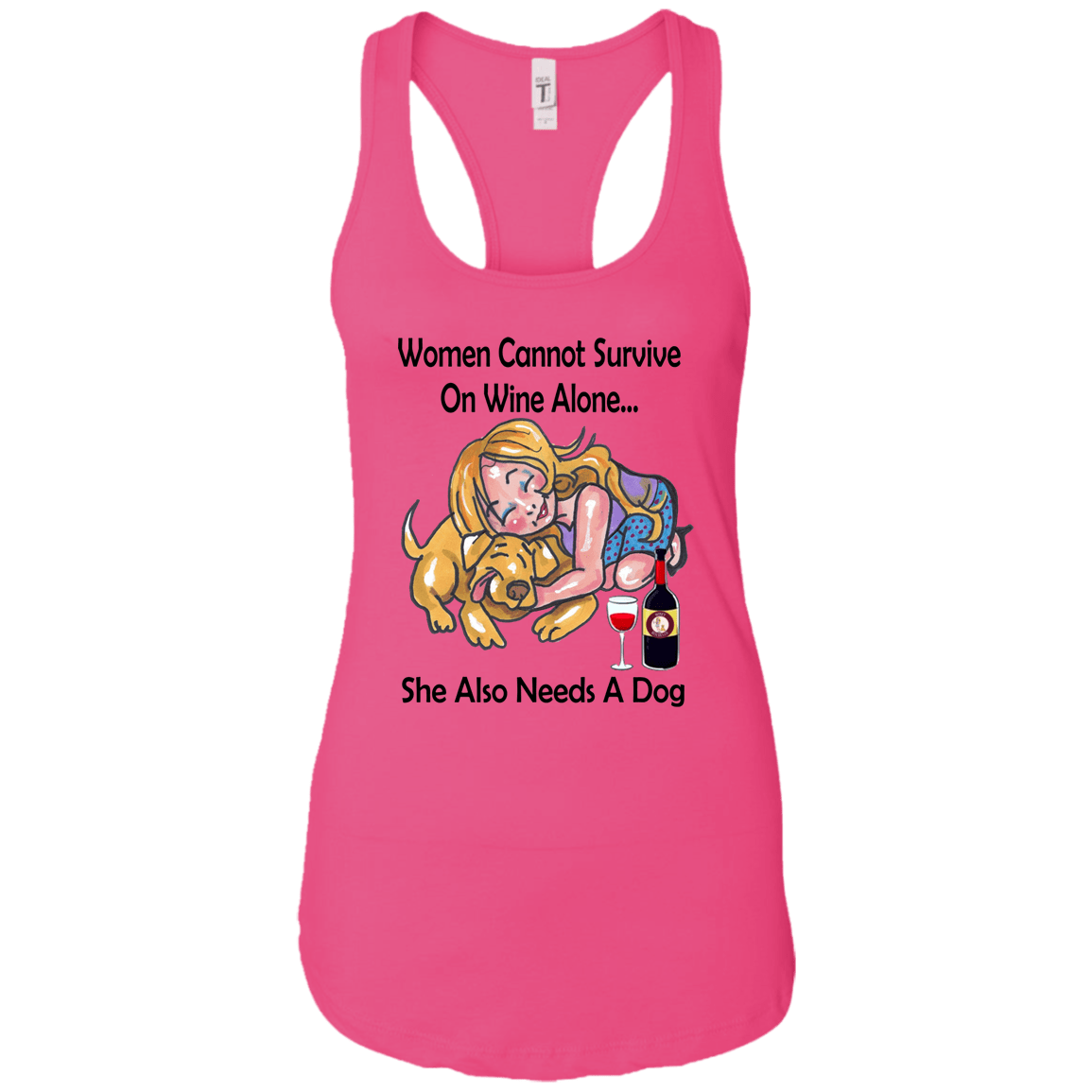 Tank Top Raspberry / X-Small WineyBitches.co "Women Cannot Survive On Wine Alone..." Blk Lettering- Racerback Tank WineyBitchesCo