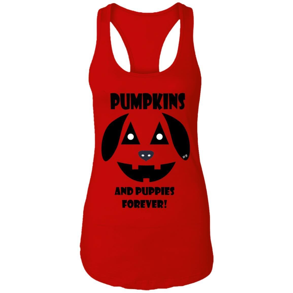 Tank Top Red / X-Small WineyBitches.Co "Pumpkins And Puppies Forever" Halloween Ladies Ideal Racerback Tank WineyBitchesCo