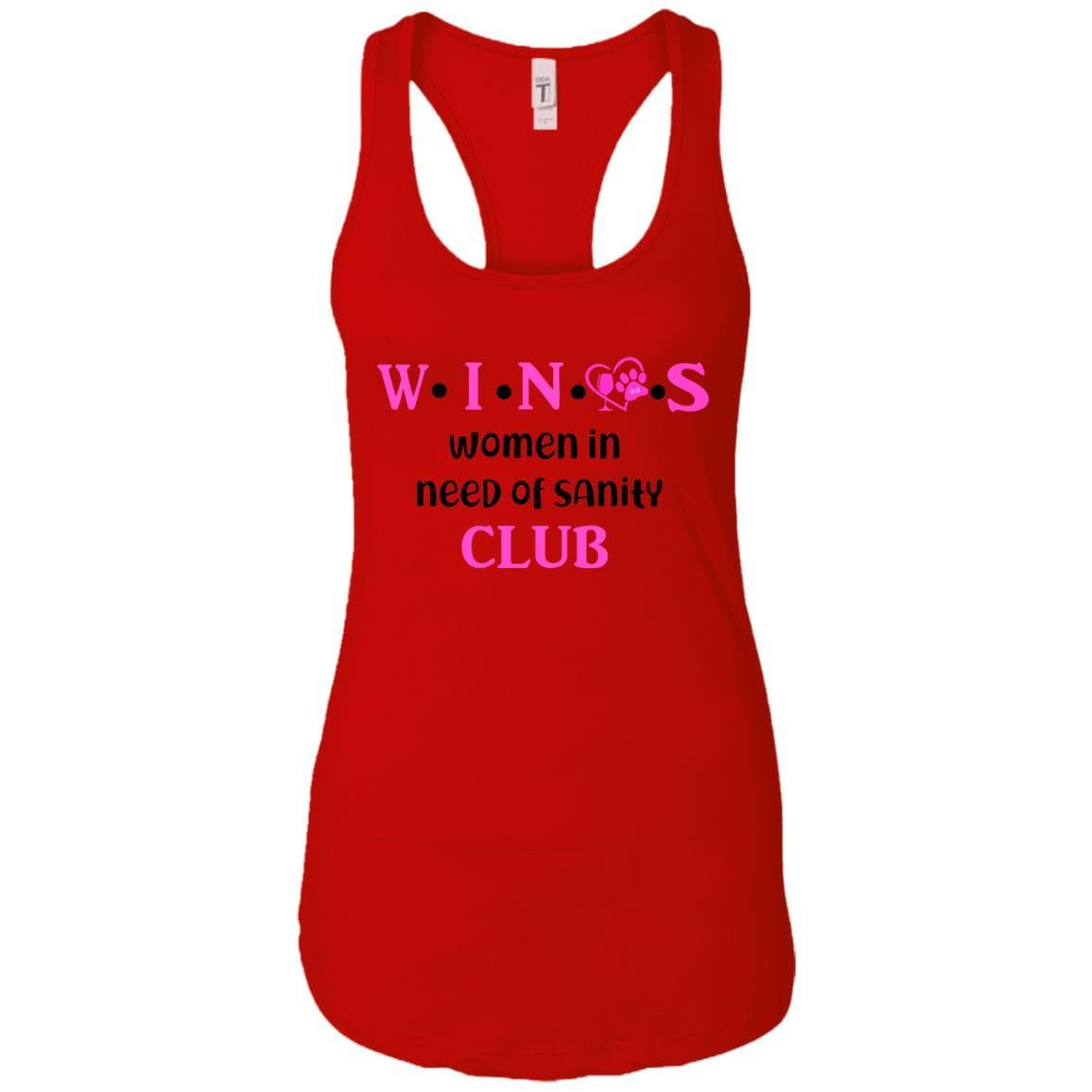Tank Top Red / X-Small WineyBitches.Co WINOS Club Ladies Ideal Racerback Tank Top (Pink Lettering) WineyBitchesCo